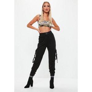 Missguided black seat belt cargo pants